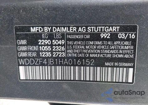 2017 Mercedes-Benz E 300 from USA, damaged, VIN WDDZF4JB1HA016152
